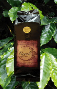 100% Pure Kona Coffee in Royal Islander Coffee one pound bag. 